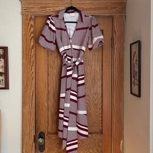 ASOS Striped Burgundy and White Dress